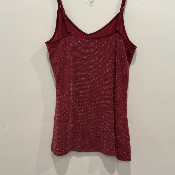 Express Sparkle Glitter Cami Top Burgundy V Neck Adjustable Straps Size Small - Picture 3 of 4